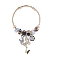European Bracelet Titanium Steel with Zinc Alloy gold color plated fashion jewelry & for woman & enamel & with rhinestone Inner Approx 50mm Sold By PC