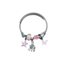 European Bracelet 304 Stainless Steel with Zinc Alloy plated fashion jewelry & enamel & with rhinestone Inner Approx 55mm Sold By PC