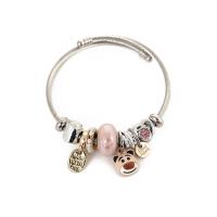 European Bracelet, 304 Stainless Steel, with Tibetan Style, plated, fashion jewelry & with rhinestone, more colors for choice, Inner Diameter:Approx 55mm, Sold By PC