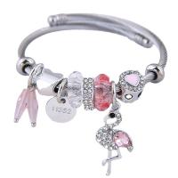 European Bracelet 304 Stainless Steel with Zinc Alloy plated fashion jewelry & with rhinestone Inner Approx 55mm Sold By PC