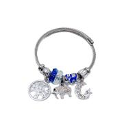European Bracelet 304 Stainless Steel with Zinc Alloy plated fashion jewelry & with rhinestone Inner Approx 55mm Sold By PC