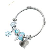 European Bracelet, 304 Stainless Steel, with Tibetan Style, plated, fashion jewelry & enamel & with rhinestone, more colors for choice, Inner Diameter:Approx 55mm, Sold By PC