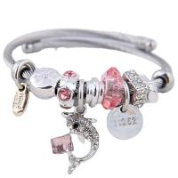 European Bracelet, 304 Stainless Steel, with Tibetan Style, plated, fashion jewelry & with rhinestone, more colors for choice, Inner Diameter:Approx 55mm, Sold By PC