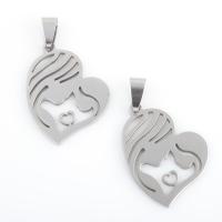 Stainless Steel Heart Pendants 304 Stainless Steel plated DIY silver color Sold By Bag