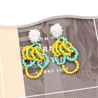 Tibetan Style Stud Earring, with Seedbead & Plastic Pearl, handmade, fashion jewelry & for woman, multi-colored, nickel, lead & cadmium free, 95x40mm, Sold By Pair