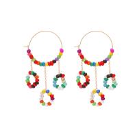 Tibetan Style Drop Earrings, with Seedbead, handmade, fashion jewelry & for woman, multi-colored, nickel, lead & cadmium free, 80x45mm, Sold By Pair