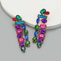 Tibetan Style Stud Earring, with Glass Rhinestone, fashion jewelry & for woman, more colors for choice, nickel, lead & cadmium free, 94x26mm, Sold By Pair