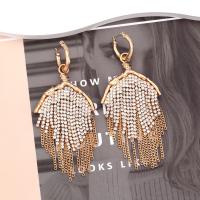 Zinc Alloy Drop Earrings handmade fashion jewelry & for woman & with rhinestone gold nickel lead & cadmium free Sold By Pair
