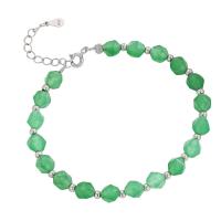 925 Sterling Silver Bangle Bracelet with Aventurine with 3CM extender chain plated fashion jewelry & for woman green Length Approx 16.5 cm Sold By PC