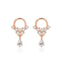 925 Sterling Silver Stud Earrings, plated, micro pave rhinestone & for woman, more colors for choice, Sold By Pair