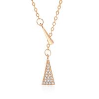 Cubic Zircon Micro Pave 925 Sterling Silver Necklace with 5CM extender chain Triangle plated micro pave cubic zirconia & for woman Length Approx 40 cm Sold By PC