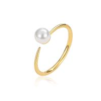 925 Sterling Silver Finger Rings, with Plastic Pearl, plated, for woman, more colors for choice, Sold By PC