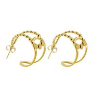 304 Stainless Steel Stud Earring 18K gold plated for woman & hollow Sold By Pair