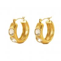 304 Stainless Steel Lever Back Earring 18K gold plated micro pave cubic zirconia & for woman Sold By Pair