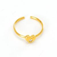 Titanium Steel Cuff Finger Ring 18K gold plated & micro pave cubic zirconia & for woman US Ring Sold By PC