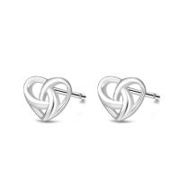 925 Sterling Silver Stud Earring, Heart, different styles for choice & for woman & hollow, silver color, 7x7mm, Sold By Pair