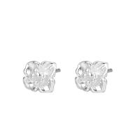 925 Sterling Silver Stud Earring, Flower, different styles for choice & for woman, silver color, 7.50x7.50mm, Sold By Pair