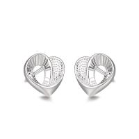 925 Sterling Silver Stud Earring, Heart, different styles for choice & for woman & hollow, silver color, 9.20x8.60mm, Sold By Pair