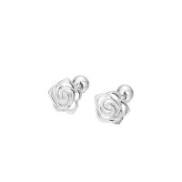 925 Sterling Sølv Stud Earring, Rose, for kvinde & hule, sølv, 5.60x6mm, Solgt af par