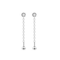 925 Sterling Silver Drop Σκουλαρίκια, κοσμήματα μόδας & μικρο ανοίξει κυβικά ζιρκονία & για τη γυναίκα, ασήμι, 3.70x28.60mm, Sold Με Ζεύγος