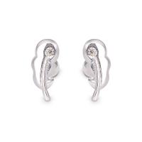 925 Sterling Silver Stud Earring Leaf fashion jewelry & for woman silver color Sold By Pair