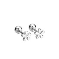 925 Sterling Silver Stud Earring, Flower, fashion jewelry & for woman, silver color, 4x4mm, Sold By Pair