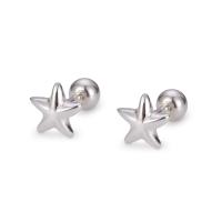 925 Sterling Silver Stud Earring, Star, fashion jewelry & for woman, silver color, 5.40x5.40mm, Sold By Pair