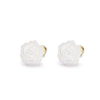 925 Sterling Silver Stud Earring, with White Shell, Flower, plated, fashion jewelry & for woman, more colors for choice, 8.40x8.40mm, Sold By Pair