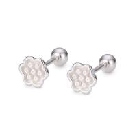 925 Sterling Silver Stud Earring Lotus Seedpod fashion jewelry & for woman silver color Sold By Pair