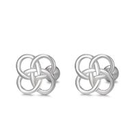 925 Sterling Silver Stud Earring Chinese Knot fashion jewelry & for woman & hollow silver color Sold By Pair