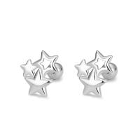 925 Sterling Silver Stud Earring Star fashion jewelry & for woman & hollow silver color Sold By Pair