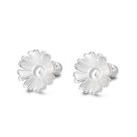 925 Sterling Silver Stud Earring, Flower, fashion jewelry & for woman, silver color, 10x10mm, Sold By Pair