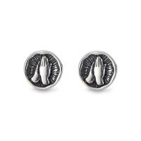 925 Sterling Silver Stud Earring, Hand, Antique finish, vintage & for woman, silver color, 9.20x9mm, Sold By Pair