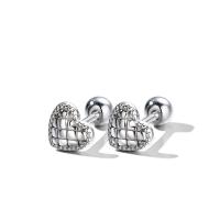 925 Sterling Silver Stud Earring, Heart, vintage & different styles for choice & for woman, silver color, 5.10x4.80mm, Sold By Pair