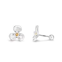 925 Sterling Silver Stud Earring, Flower, fashion jewelry & for woman & with rhinestone, silver color, 9x9.20mm, Sold By Pair