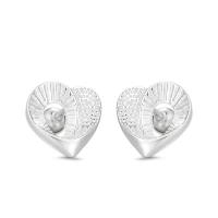 925 Sterling Silver Stud Earring, Heart, fashion jewelry & for woman & hollow, silver color, 9.20x9.20mm, Sold By Pair