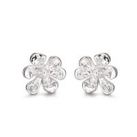 925 Sterling Silver Stud Earring, Flower, fashion jewelry & for woman, silver color, 9.80x8.50mm, Sold By Pair
