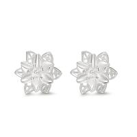 925 Sterling Silver Stud Earring, Flower, fashion jewelry & for woman & hollow, silver color, 13x13mm, Sold By Pair
