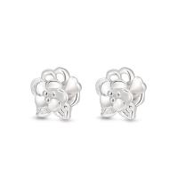 925 Sterling Silver Stud Earring, Flower, fashion jewelry & for woman, silver color, 8.20x8mm, Sold By Pair