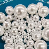 Kunststoffperlen, Kunststoff Perlen, rund, DIY & verschiedene Größen vorhanden & halbgebohrt, weiß, 100PCs/Tasche, verkauft von Tasche