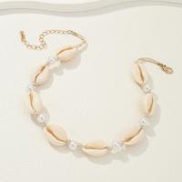 Zinc Alloy smykker halskæde, med Shell & Plastic Pearl, med 7cm extender kæde, mode smykker & for kvinde, nikkel, bly & cadmium fri, Længde Ca. 33 cm, Solgt af PC