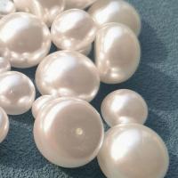 Plastic Beads, Plastic Pearl, Flat Round, DIY & different size for choice, white, 100PCs/Bag, Sold By Bag