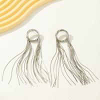 Fashion Fringe Earrings Zinc Alloy fashion jewelry & for woman silver color nickel lead & cadmium free Sold By Pair