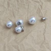 Zinc Alloy Earring Findings with Plastic Pearl DIY nickel lead & cadmium free Sold By Pair