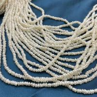 Naturliga sötvattenspärla lösa pärlor, Freshwater Pearl, Flat Round, DIY, vit, 3-4mm, Såld Per Ca 37 cm Strand