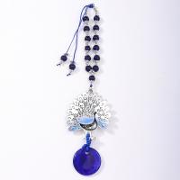 Hanging Ornaments, Tibetan Style, with Glass, for home and office, blue, nickel, lead & cadmium free, 270x65mm, Sold By PC