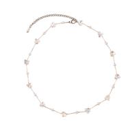 Titanium Steel Necklace, with Clear Quartz, with 8cm extender chain, gold color plated, fashion jewelry & for woman, two different colored, Length:38 cm, Sold By PC