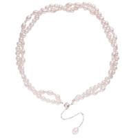 Natural Freshwater Pearl Necklace with 925 Sterling Silver with 7cm extender chain Double Layer & fashion jewelry & for woman white Sold Per 31 cm Strand