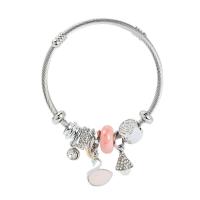 European Bracelet 304 Stainless Steel with Plastic Pearl & Zinc Alloy plated fashion jewelry & Unisex & enamel & with rhinestone Inner Approx 55mm Sold By PC
