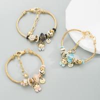 European Bracelet Zinc Alloy with Crystal & Plastic Pearl Bear gold color plated fashion jewelry & for woman & enamel nickel lead & cadmium free Length Approx 21.5 cm Sold By PC